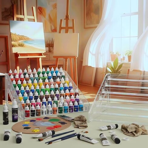 Paint Organizer 7-Layer Clear Rack for 56 Bottles in Kuwait
