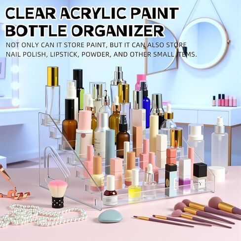 Paint Organizer 7-Layer Clear Rack for 56 Bottles in Kuwait