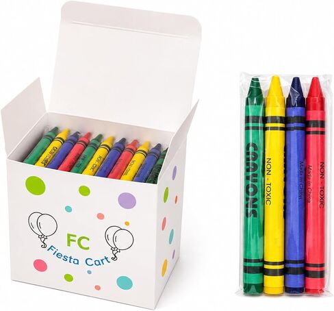 Bulk Crayon Packs for Kids, 100 Count – 25 Individually Wrapped Packs of 4 Non-Toxic Crayons for Party Favors, Restaurants, Classrooms & Goodie Bags in Kuwait