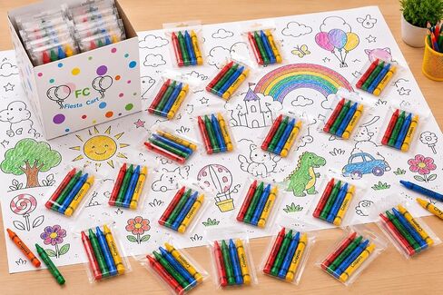 Bulk Crayon Packs for Kids, 100 Count – 25 Individually Wrapped Packs of 4 Non-Toxic Crayons for Party Favors, Restaurants, Classrooms & Goodie Bags in Kuwait