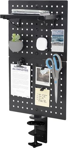 VIVO Steel Clamp-on Desk Pegboard، لوحة خصوصية مقاس 24 × 20 بوصة، لوحة ربط مغناطيسية، منظم ملحقات المكتب، موضع أعلى أو أسفل المكتب، أبيض، PP-DK24W in Kuwait