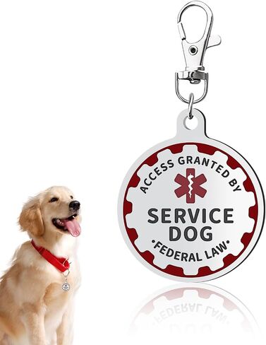 Emotional Support Dog Tag Emotional Support Dog Tag Metal Pet ID Tags ESA Tag Red Medical Alert Symbol Double Sided, Navy Lettering l Easily Switch Between Collars Harness and Vest. in Kuwait