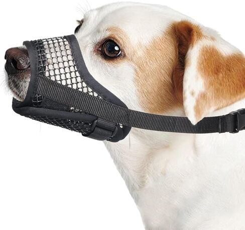 Mayerzon Dog Muzzle, Breathable Mesh Puppy Muzzles for Small Medium Large Dogs Jack Russell Terrier Dachshund Beagle Golden Retriever for Biting Chewing Grooming, with Adjustable Hook and Loop in Saudi Arabia