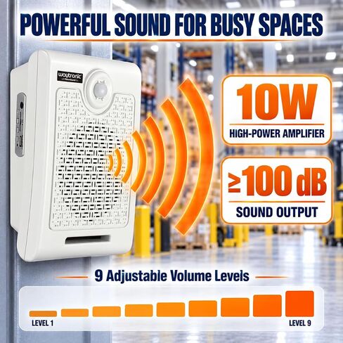 Wall Mount High Power Sensitive PIR Motion Sensor Voice Programmable Speaker Motion Sensor Sound Player with Audio Recordable for Halloween Haunted House/Shop/Factory/Home Safe Warning Voice Prompt in Kuwait
