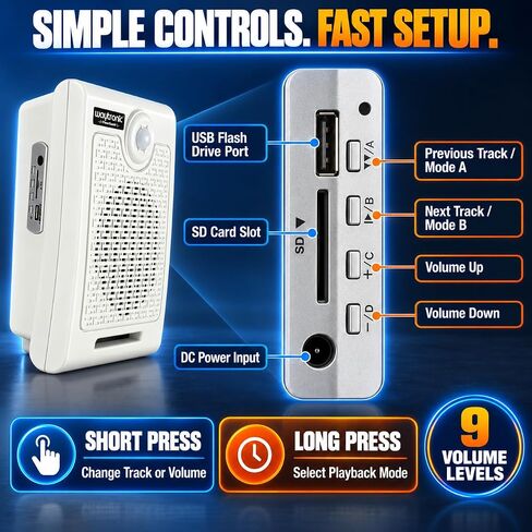 Wall Mount High Power Sensitive PIR Motion Sensor Voice Programmable Speaker Motion Sensor Sound Player with Audio Recordable for Halloween Haunted House/Shop/Factory/Home Safe Warning Voice Prompt in Kuwait
