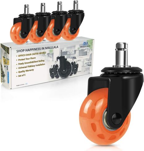 Office Chair Caster Wheels, 3" Heavy Duty Wheels for Office, Game Chairs - Universal Fit, Smooth Rolling on Hardwood, Tile, Carpet Floors in Kuwait