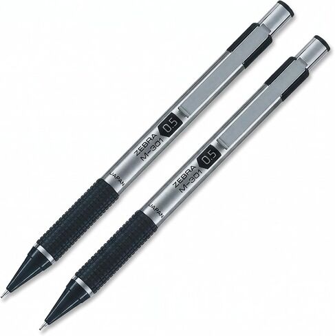قلم ميكانيكي Zebra Pen M-301، أسطوانة من الفولاذ المقاوم للصدأ، نقطة دقيقة، 0.5 مم، مقبض أسود، عبوة واحدة in Kuwait