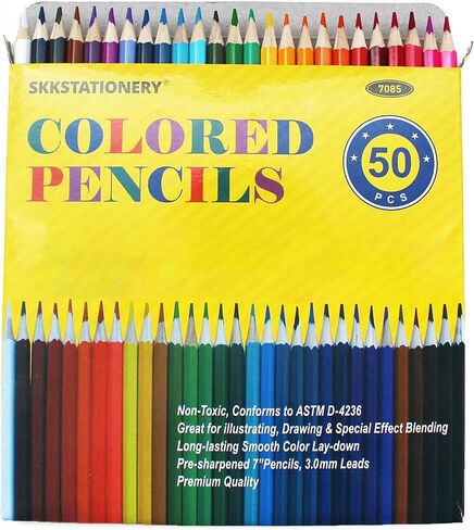 SKKSTATIONERY 50Pcs Colored Pencils, 50 Vibrant Colors in Kuwait