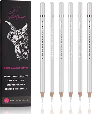 GETHPEN White Charcoal Pencils Set, Sketch High-light Pencils, 6 Pieces in Saudi Arabia