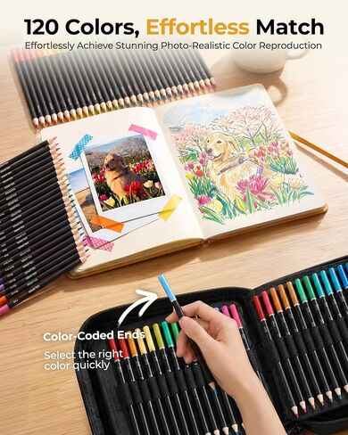 TMOL 120 Pack Colored Pencils for Adult Coloring Books, Soft Core Oil Based Color Pencils with Sketch Book, Color Book, Art Supplies with Zipper Case, Gifts for Adults, Artists, Professionals in Saudi Arabia