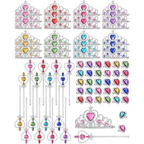Yingzhao 96 Pcs Princess Pretend Jewelry Toy Plastic Tiara Crown Wand Set Costume Dress up Girls Favors in Kuwait
