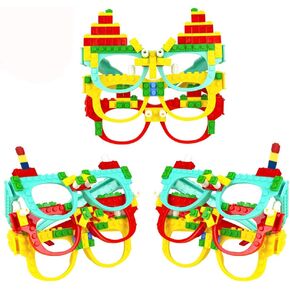 Woby Party Favor for Kids Gift Building Block Glasses DIY Stacking Block Bricks Party Glasses Toys Party Supplies Decorations for Birthday Christmas Carnival 9 Pcs in Kuwait