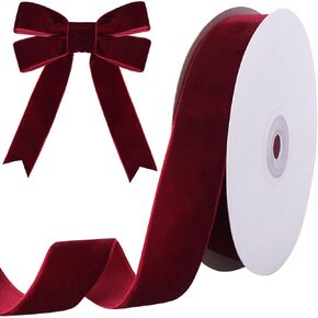 Tsorode 10 Yards Burgundy Velvet Ribbon for Christmas Tree, 1 Inch in Saudi Arabia