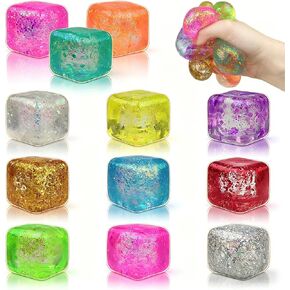 Jofan 12 Pack Squishy Stress Cube Stress Balls Sensory Fidget Toys for Adults Kids Stress Relief Party Favors Birthday Gifts in Kuwait