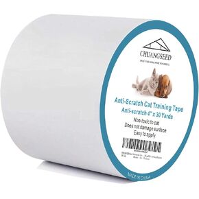 4" x 30Yds Anti Cat Scratch Tape, Cat Training Tape, 100% Transparent Clear Double Sided Cat Scratch Deterrent Tape, Furniture Protector for Couch, Carpet, Doors, Pet & Kid Safe Chuangseed in Saudi Arabia