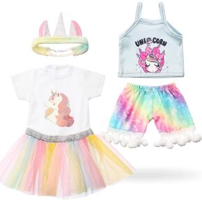 Set of 2 Summer Teddy Bear Clothes Cap & Gow Outfit Fits Make Your Own Most 14" - 18" Bear Plush Stuffed Animal Outfit Pet Dog Doll Cap and Gown Build a Bear Clothe(Unicorn Style, Fit 14"-18") in Saudi Arabia