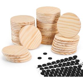 46Pcs Unfinished Wood Coasters-4" Unfinished Natural Wood Slices for Crafts Round with Non-Slip for Wedding Decoration/Blank Coasters Wood Kit DIY Architectural Models Drawing Painting Wood Engraving in Kuwait