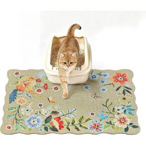 Cat Litter Mat,24"x16" Small Cute Litter Box Mat,Traps 100% Litter in Kuwait