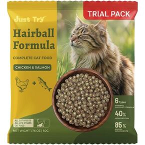 Just Try Hairball Relief Cat Food with Cat Grass, Pumpkin & Taurine, 50g in Kuwait