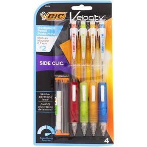 BIC Velocity Side Clic Mechanical Pencil, Medium Point (0.5mm), Black, Soft Comfortable Grip, 4-Count in Saudi Arabia