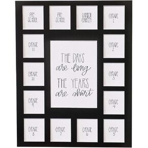 All Things For Mom School Days Picture Mat with Multiple Openings - School Years Photo Collage - No Frame - 2 Pre-School & Kindergarten to (15 Photos, 2PreK - 12th, Black Mat) in Kuwait