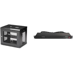 StarTech.com 2 Post 9U 19" Wall Mount Network Cabinet & 8 Outlet Horizontal 1U Rack Mount PDU Power Strip for Network Server Racks - Surge Protection - 120V/15A - w/ 6ft Power Cord (RKPW081915) in Saudi Arabia