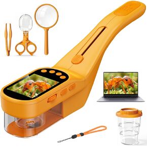 Bug Catcher Microscope for Kids Outdoor: STEM Toys with 500X HD Zoom - Birthday Gift for Boys Girls Age 3-12 - Handheld Nature Explorer Kits for Summer Camping in Kuwait