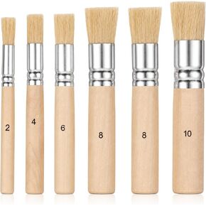 6 PCS Wooden Stencil Brushes, 5 Sizes Natural Bristle Paint Brushes in Kuwait
