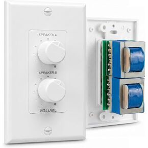 Pyle in Wall Speaker Volume Control - Home Audio Smart 2-Channel A/B Dual Channel Speakers Controller Selector Pod Box - Rotary Knob Fader Control Up to (1) Pair of Indoor or Outdoor Speakers PVCD15 in Kuwait