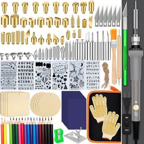 Wood Burning Kit, 110 Pieces Wood Burning Tool with Adjustable Temperature 200-420°C, Professional Wood Burner Pen for Embossing Carving Soldering in Saudi Arabia