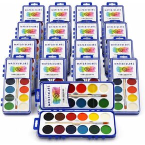 Color Swell 12 Color Bulk Watercolors with Wood Brushes, 18 Pack in Saudi Arabia