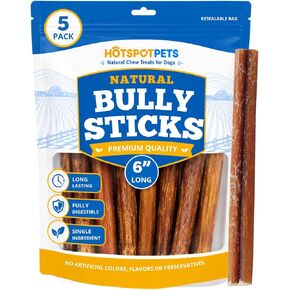 hotspot pets Bully Sticks 6 Inch- 10 Pack- Premium Natural Long Lasting Bully Sticks for Medium Dogs Beef Pizzle Treats - Grain Free Fully Digestible Rawhide Alternative Stix in Saudi Arabia
