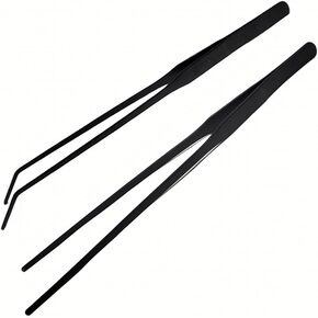 2Pcs 10.5" Reptile Stainless Steel Long Tweezers Feeding Tongs, Lizards Snake Gecko and Tarantula Supplies, Terrariums Aquarium Fish Tank Tools - 10.5" Black 2Pcs in Saudi Arabia