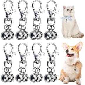 10Pcs Dog Collar Bells for Small Medium Dogs and Cats Loud Silver Pet Tracking Bell with Dual Charms & Heavy-Duty Clips - Rust-Proof Zinc Alloy Training Bells for Outdoor Safety in Kuwait
