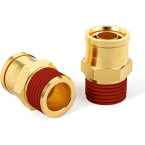 GASHER 2PCS Brass DOT Push to Connect Fittings, 1/2" NPT x 3/8"OD Straight Push Tube Air Brake Line Fittings for Trucks Trailers or Industrial in Saudi Arabia