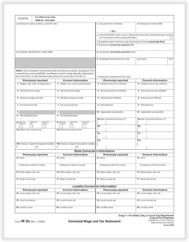 W-2C Tax Forms, Employee Copy B (1-Part)| 8-1/2" x 11" | Tax Reporting | 50 Pack in Kuwait