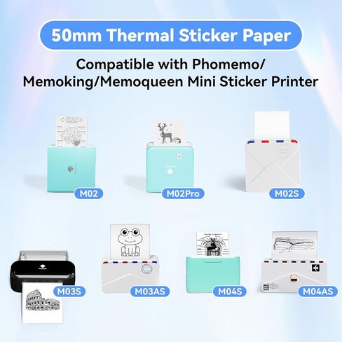 Phomemo White Self-Adhesive Thermal Paper, 4.3" Sticker Paper for Phomemo M04S/M04AS/M832/M834/M835 Bluetooth Thermal Printer, Black on White, 107mm x 3.5m, 3 Rolls in Kuwait