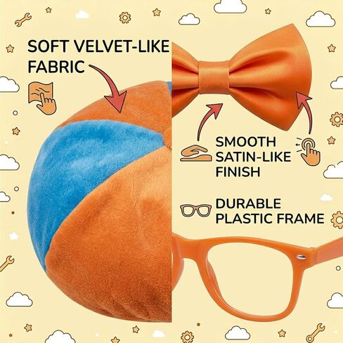CZFDHP 4Pcs Blue and Orange Costume Accessories, Halloween Costume Party Outfit, Engineer Hat with Bow Tie, Suspenders and Glasses in Saudi Arabia