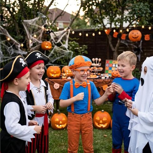 CZFDHP 4Pcs Blue and Orange Costume Accessories, Halloween Costume Party Outfit, Engineer Hat with Bow Tie, Suspenders and Glasses in Saudi Arabia