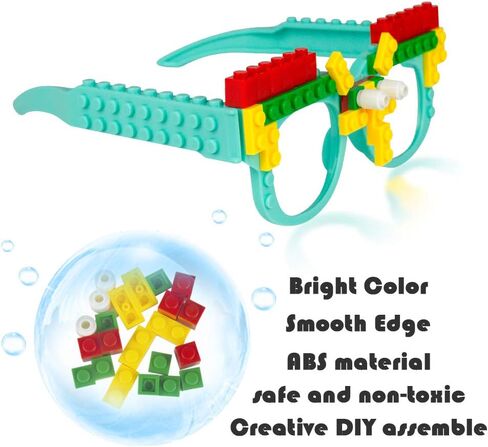 Woby Party Favor for Kids Gift Building Block Glasses DIY Stacking Block Bricks Party Glasses Toys Party Supplies Decorations for Birthday Christmas Carnival 9 Pcs in Kuwait