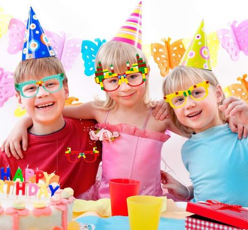 Woby Party Favor for Kids Gift Building Block Glasses DIY Stacking Block Bricks Party Glasses Toys Party Supplies Decorations for Birthday Christmas Carnival 9 Pcs in Kuwait