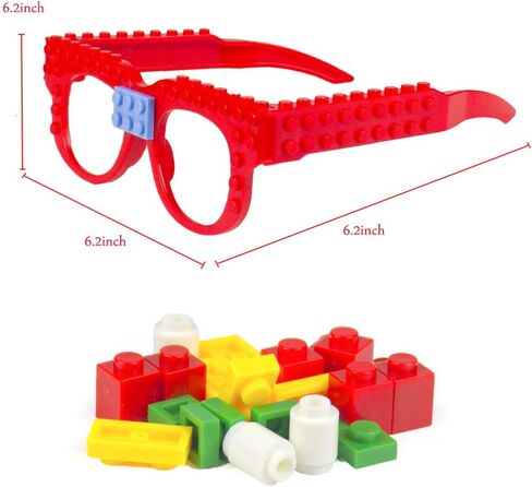 Woby Party Favor for Kids Gift Building Block Glasses DIY Stacking Block Bricks Party Glasses Toys Party Supplies Decorations for Birthday Christmas Carnival 9 Pcs in Kuwait
