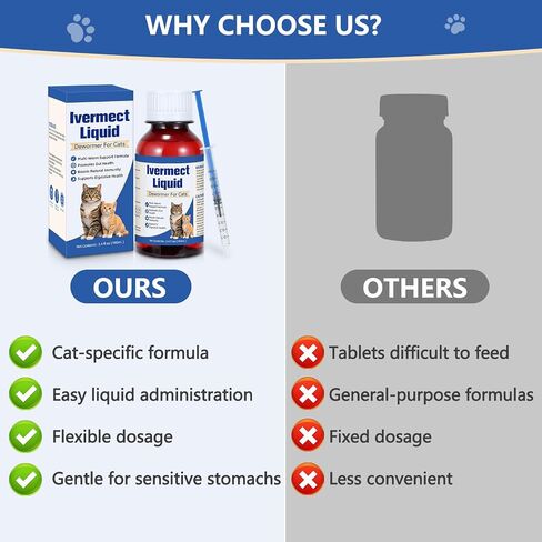 Dewormer for Cats, Broad Spectrum Digestive Support, Removal of Hookworms, Lungworms, Pinworms, Roundworms, 100mL in Kuwait