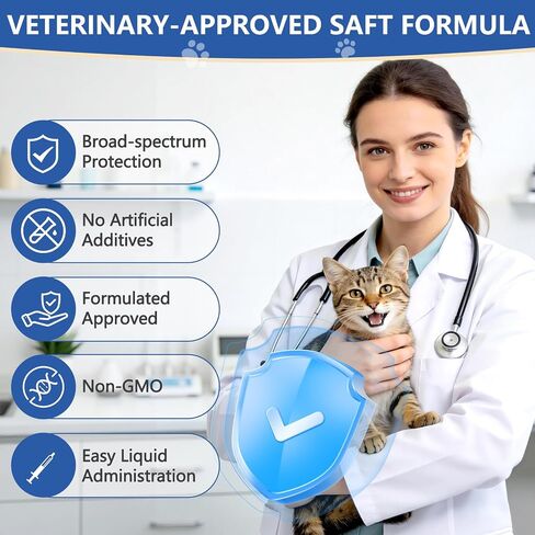 Dewormer for Cats, Broad Spectrum Digestive Support, Removal of Hookworms, Lungworms, Pinworms, Roundworms, 100mL in Kuwait