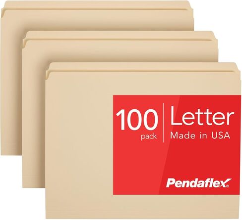 مجلد ملفات Pendaflex 752، قطع مستقيم، علامة تبويب علوية، حرف، مانيلا (صندوق من 100)، طبيعي in Kuwait