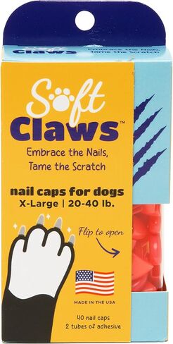 "Soft Claws Nail Caps for Dogs with Non-Slip Design Made in USA - 40 Dog Nail Covers for Long-Lasting Protection of Floors and Furniture - Pink, X-Large" in Kuwait