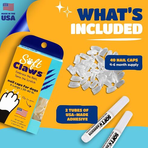 "Soft Claws Nail Caps for Dogs with Non-Slip Design Made in USA - 40 Dog Nail Covers for Long-Lasting Protection of Floors and Furniture - Pink, X-Large" in Kuwait