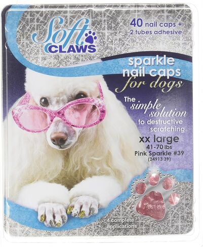 "Soft Claws Nail Caps for Dogs with Non-Slip Design Made in USA - 40 Dog Nail Covers for Long-Lasting Protection of Floors and Furniture - Pink, X-Large" in Kuwait