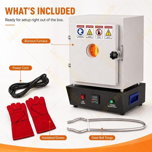 Jewelry Casting Burnout Furnace, 1500w Electric Kiln with Viewing Window, 1150°C Pid Muffle Oven for Wax Burnout, Small Molds, Ceramic Firing, Dental Lab, Home Studio Use in Kuwait