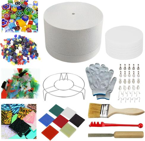 MUCOFEI 15-Piece Large Microwave Kiln Kit for Glass Fusing – Complete Set with Kiln Paper, COE90 Fusing Glass & DIY Jewelry Making Tools Supplies in Saudi Arabia